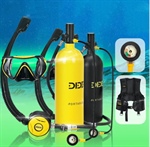 DIDEEP X5000 Plus Bomboladi ossigeno per immersione subacquea da 2 litri Attrezzatura con giubbotto Borsa Occhiali Kit manometro lungo