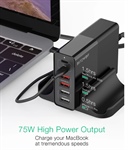 BlitzWolf® BW-S16 stazione di ricarica da 75W con 6 porte USB / USB-C adatto per PC portatili e Smarthphone